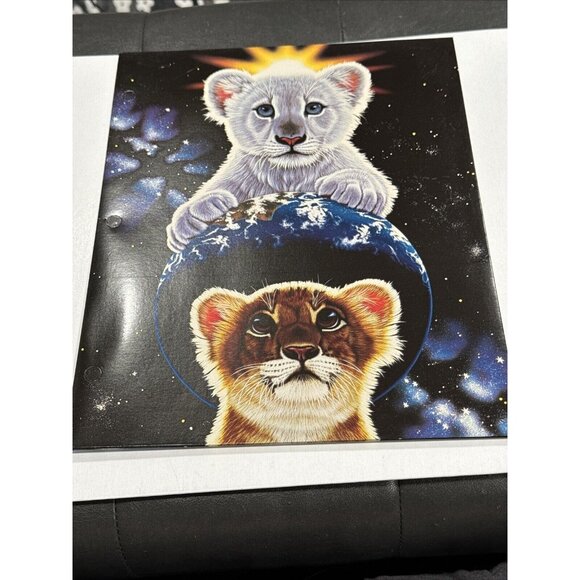 Vintage Mead Schimmel Wild Cat Tiger Cubs Space Earth Folder BB19 - Picture 1 of 4